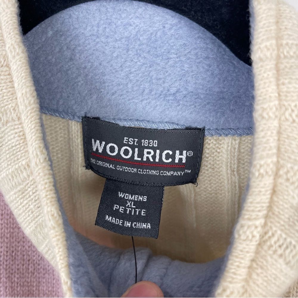Vintage Woolrich Lambswool Patchwork Zip Vest Sweater XL Petite Pastel Outdoor - Picture 5 of 10